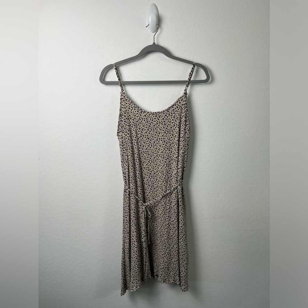 White Birch Tan and Black Animal Print Sundress Vacation Fall